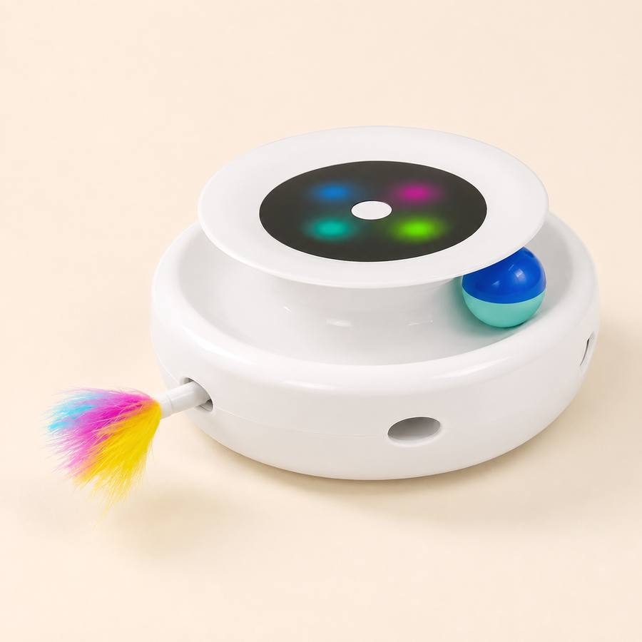 Jouet interactif Plume & Balle ROJECO — visuel studio PawStars