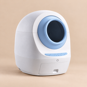 Litière autonettoyante connectée CleanBox WiFi bleue – vue de profil