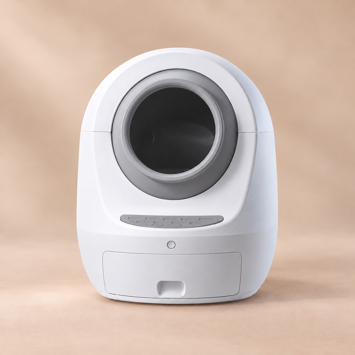 Litière autonettoyante connectée CleanBox WiFi grise – vue de face
