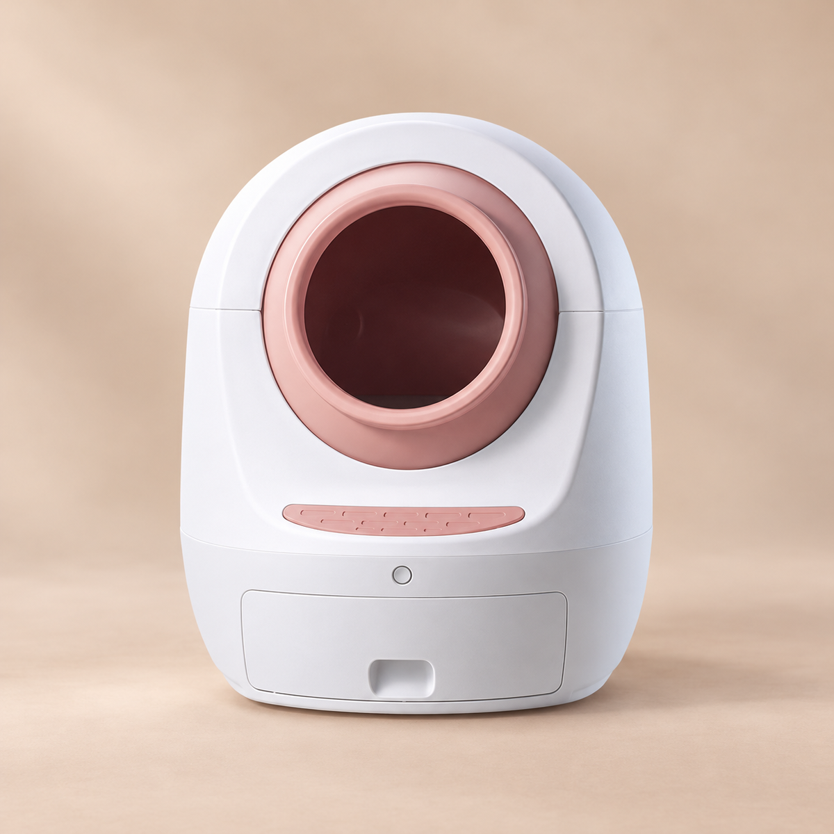 Litière autonettoyante connectée CleanBox WiFi rose – vue de face