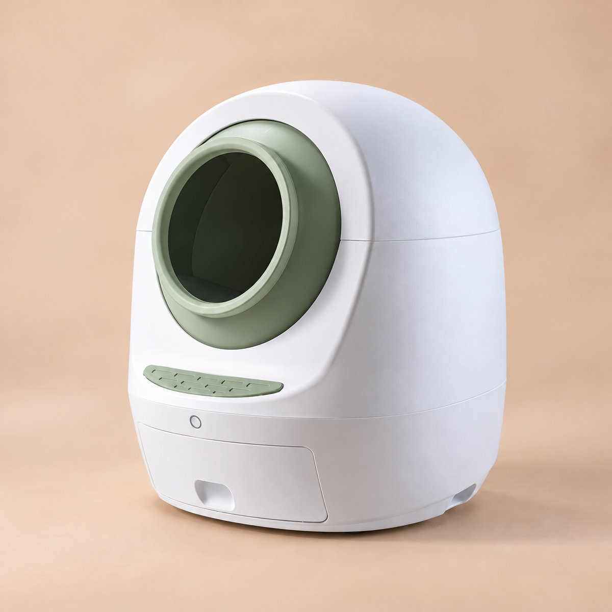 Litière autonettoyante connectée CleanBox WiFi verte – vue trois quarts