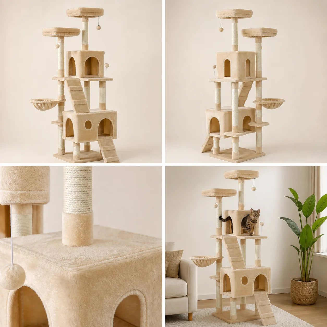 Grand arbre à chat Horizon — Beige, vue 1