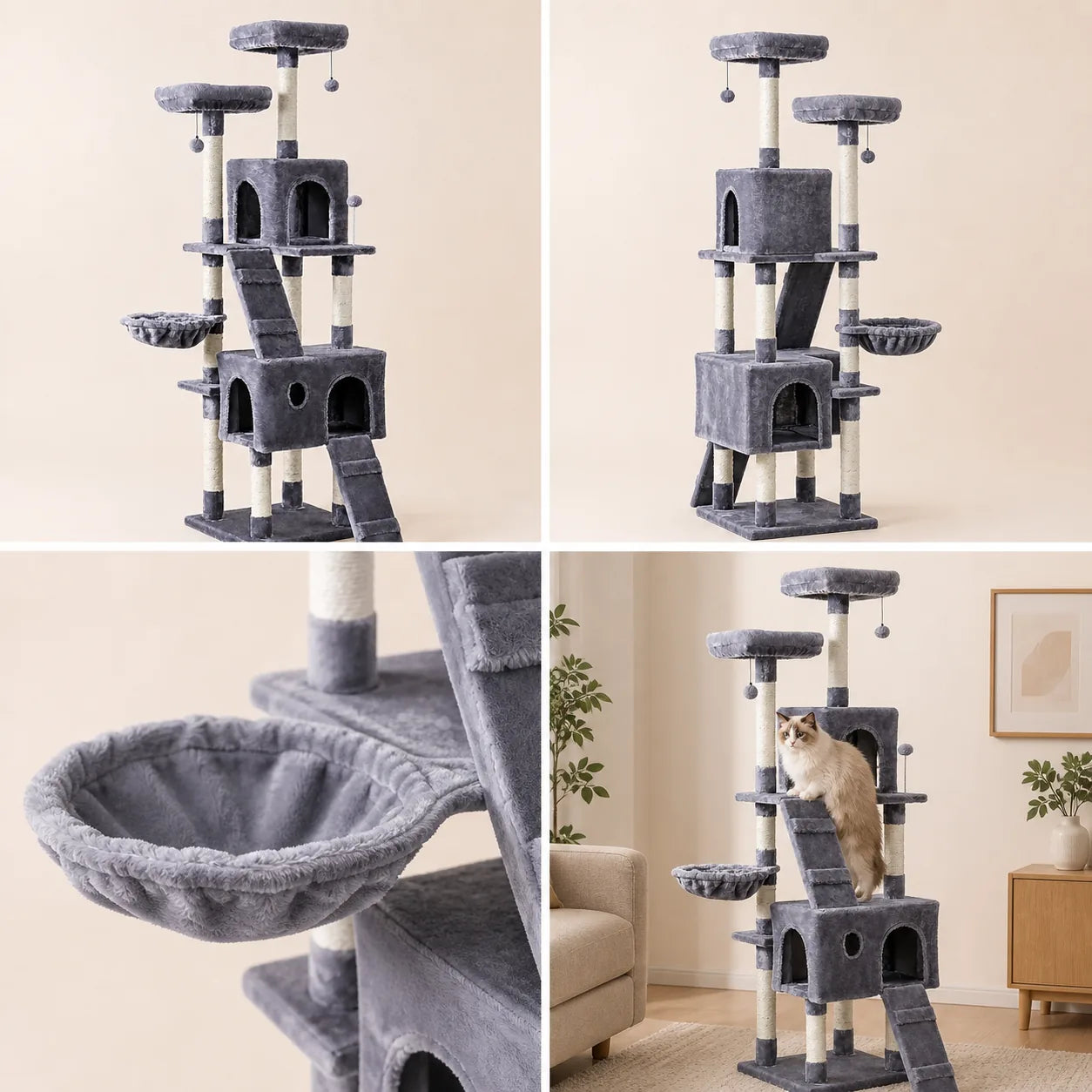 Grand arbre à chat Horizon — Gray, vue 1
